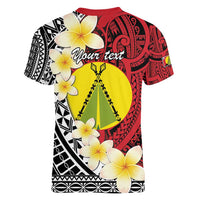 Sigave Chiefdom Wallis and Futuna Personalized Women V-Neck T-Shirt Frangipani Flowers Polynesian Pattern LT9 - Polynesian Pride