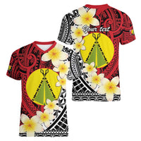 Sigave Chiefdom Wallis and Futuna Personalized Women V-Neck T-Shirt Frangipani Flowers Polynesian Pattern LT9 - Polynesian Pride