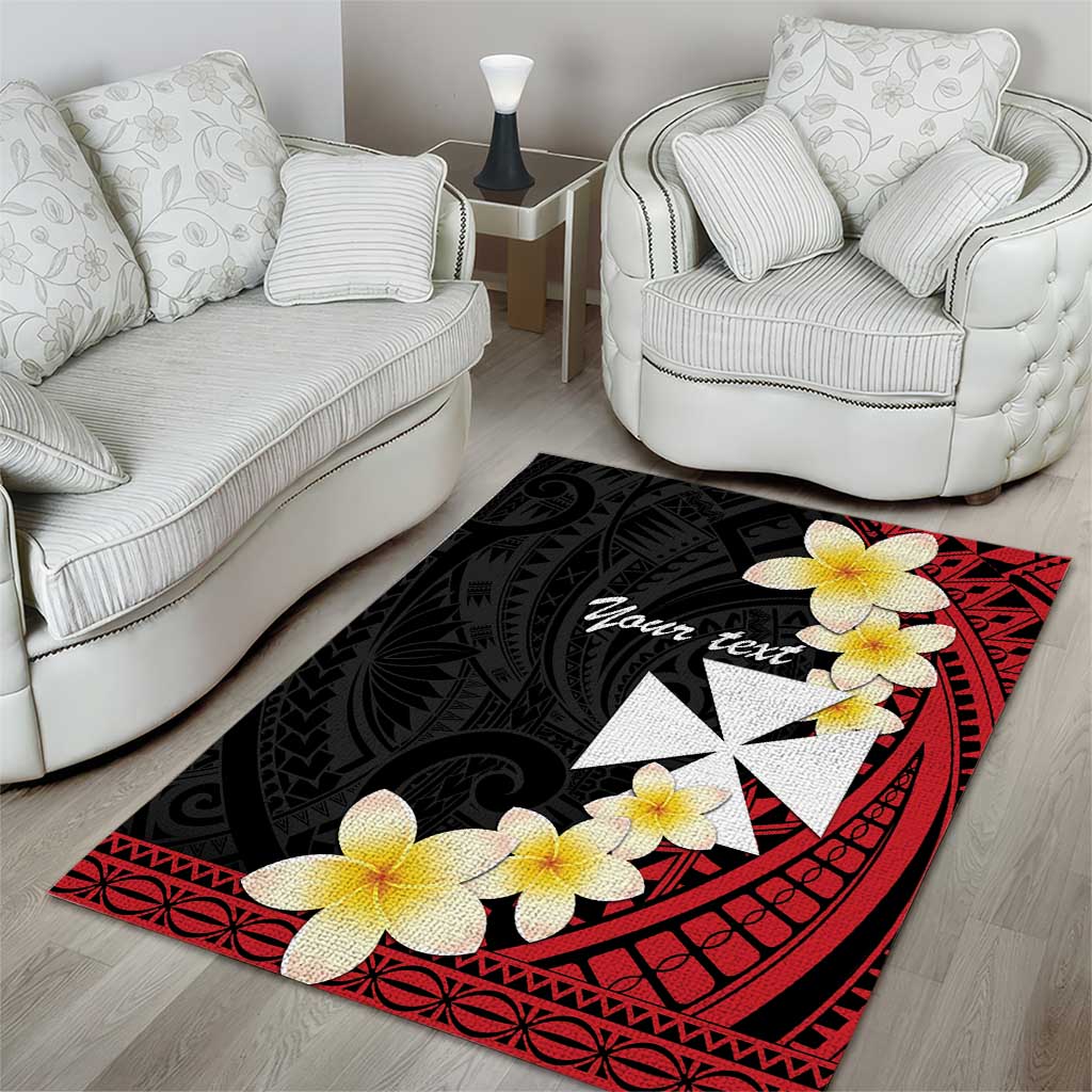 Uvea Chiefdom Wallis and Futuna Personalized Area Rug Frangipani Flowers Polynesian Pattern