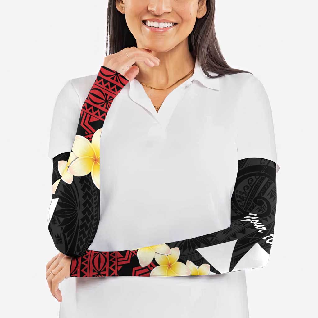 Uvea Chiefdom Wallis and Futuna Personalized Arm Sleeves Frangipani Flowers Polynesian Pattern - Polynesian Pride