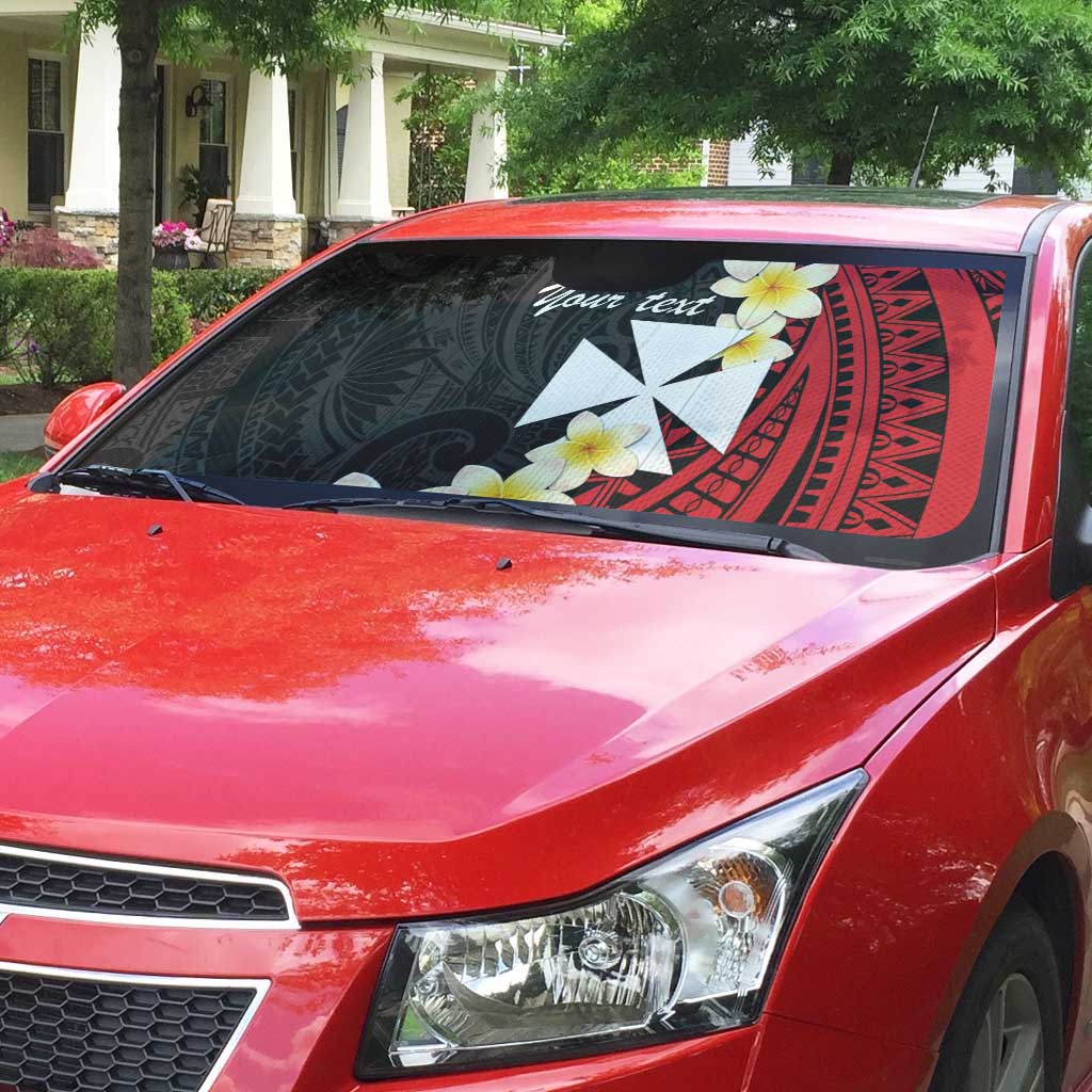 Uvea Chiefdom Wallis and Futuna Personalized Auto Sun Shade Frangipani Flowers Polynesian Pattern - Polynesian Pride