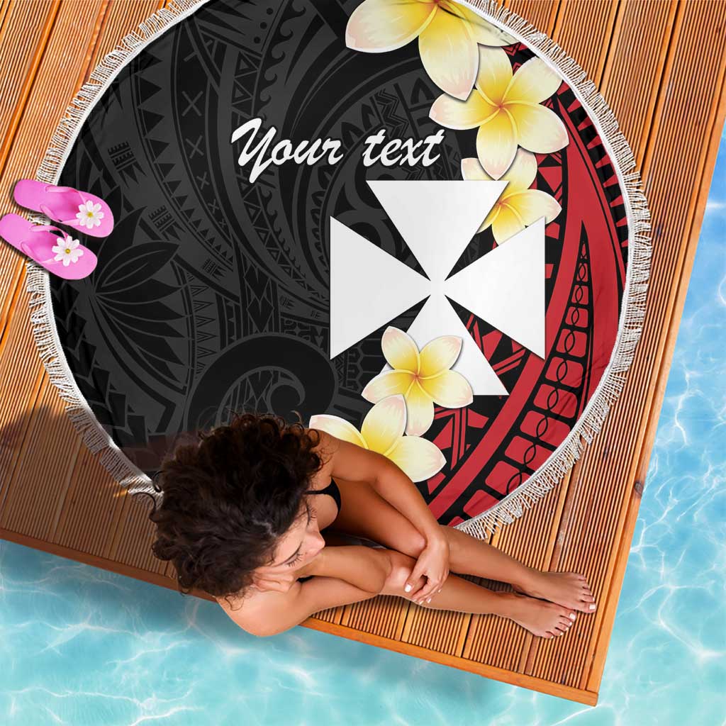 Uvea Chiefdom Wallis and Futuna Personalized Beach Blanket Frangipani Flowers Polynesian Pattern