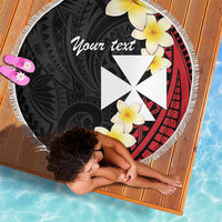 Uvea Chiefdom Wallis and Futuna Personalized Beach Blanket Frangipani Flowers Polynesian Pattern