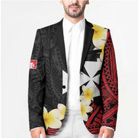 Uvea Chiefdom Wallis and Futuna Personalized Blazer Frangipani Flowers Polynesian Pattern - Polynesian Pride