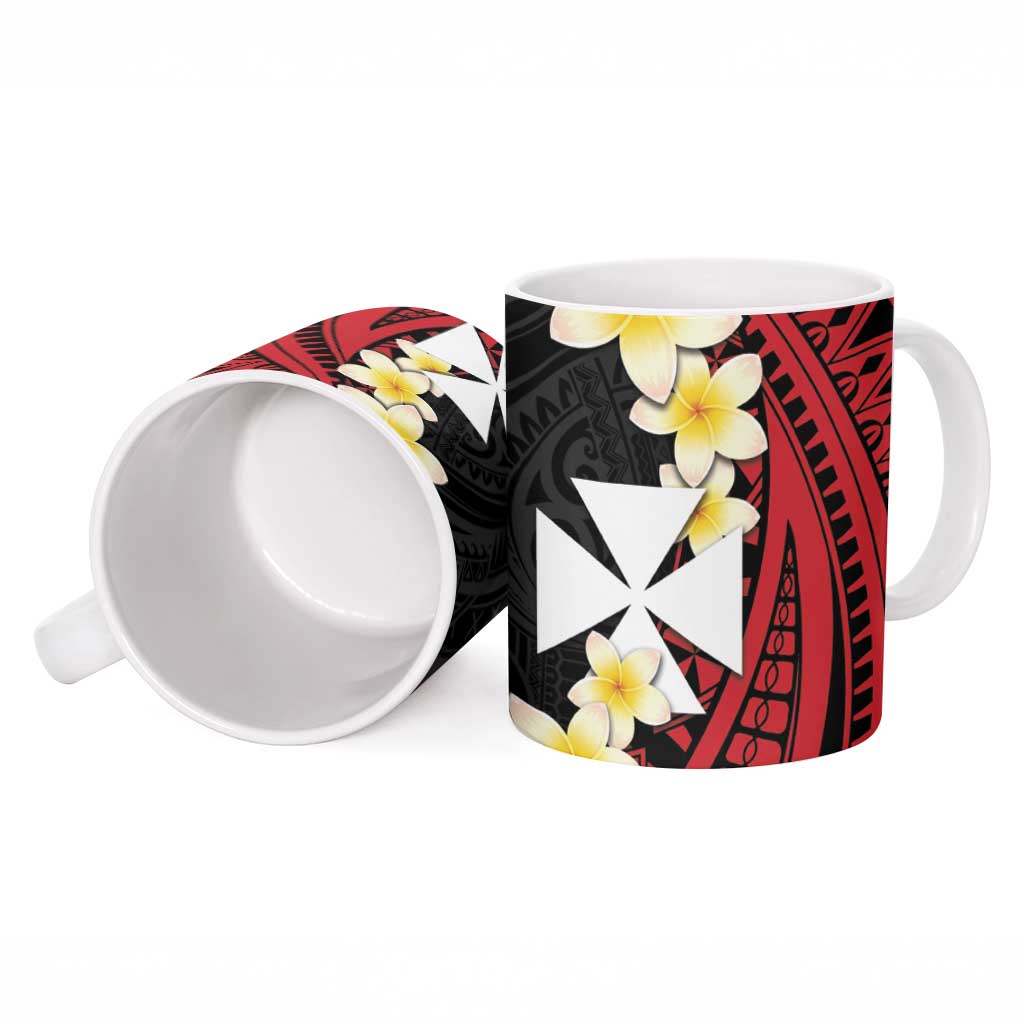 Uvea Chiefdom Wallis and Futuna Personalized Ceramic Mug Frangipani Flowers Polynesian Pattern - Polynesian Pride