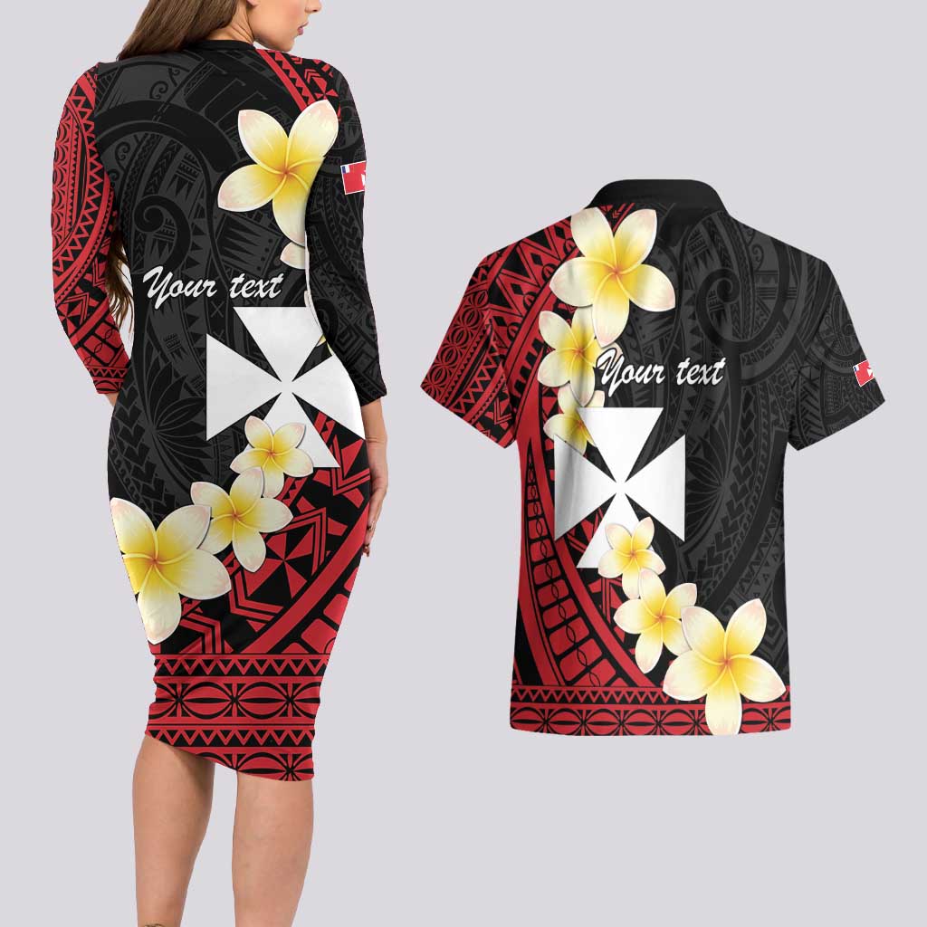 Uvea Chiefdom Wallis and Futuna Personalized Couples Matching Long Sleeve Bodycon Dress and Hawaiian Shirt Frangipani Flowers Polynesian Pattern LT9 - Polynesian Pride