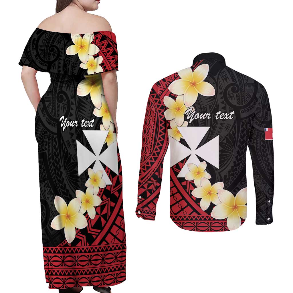 Uvea Chiefdom Wallis and Futuna Personalized Couples Matching Off Shoulder Maxi Dress and Long Sleeve Button Shirt Frangipani Flowers Polynesian Pattern LT9 - Polynesian Pride