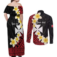 Uvea Chiefdom Wallis and Futuna Personalized Couples Matching Off Shoulder Maxi Dress and Long Sleeve Button Shirt Frangipani Flowers Polynesian Pattern LT9 - Polynesian Pride