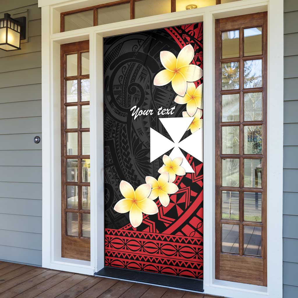 Uvea Chiefdom Wallis and Futuna Personalized Door Cover Frangipani Flowers Polynesian Pattern - Polynesian Pride