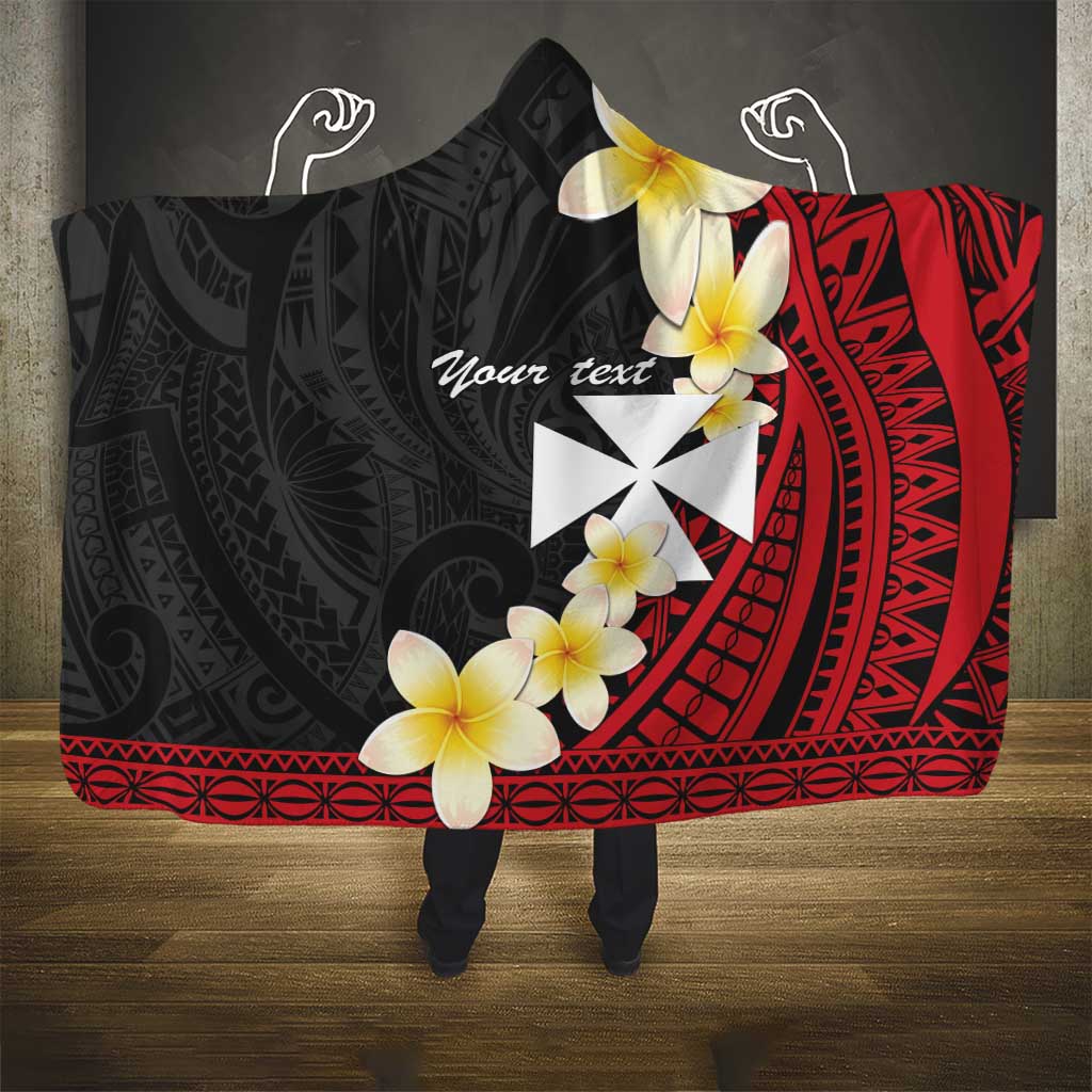 Uvea Chiefdom Wallis and Futuna Personalized Hooded Blanket Frangipani Flowers Polynesian Pattern