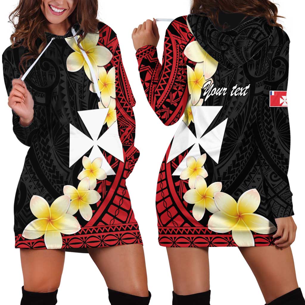 Uvea Chiefdom Wallis and Futuna Personalized Hoodie Dress Frangipani Flowers Polynesian Pattern