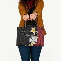 Uvea Chiefdom Wallis and Futuna Personalized Leather Bag Frangipani Flowers Polynesian Pattern - Polynesian Pride
