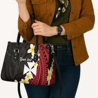 Uvea Chiefdom Wallis and Futuna Personalized Leather Bag Frangipani Flowers Polynesian Pattern - Polynesian Pride