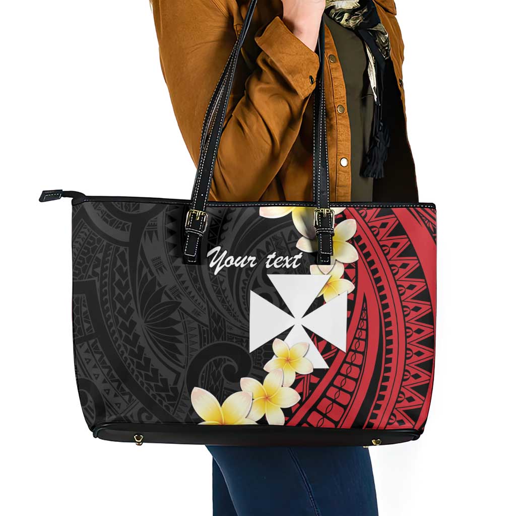 Uvea Chiefdom Wallis and Futuna Personalized Leather Tote Bag Frangipani Flowers Polynesian Pattern LT9 - Polynesian Pride