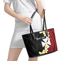 Uvea Chiefdom Wallis and Futuna Personalized Leather Tote Bag Frangipani Flowers Polynesian Pattern LT9 - Polynesian Pride