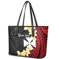 Uvea Chiefdom Wallis and Futuna Personalized Leather Tote Bag Frangipani Flowers Polynesian Pattern LT9 - Polynesian Pride