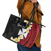 Uvea Chiefdom Wallis and Futuna Personalized Leather Tote Bag Frangipani Flowers Polynesian Pattern LT9 - Polynesian Pride
