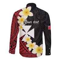 Uvea Chiefdom Wallis and Futuna Personalized Long Sleeve Button Shirt Frangipani Flowers Polynesian Pattern