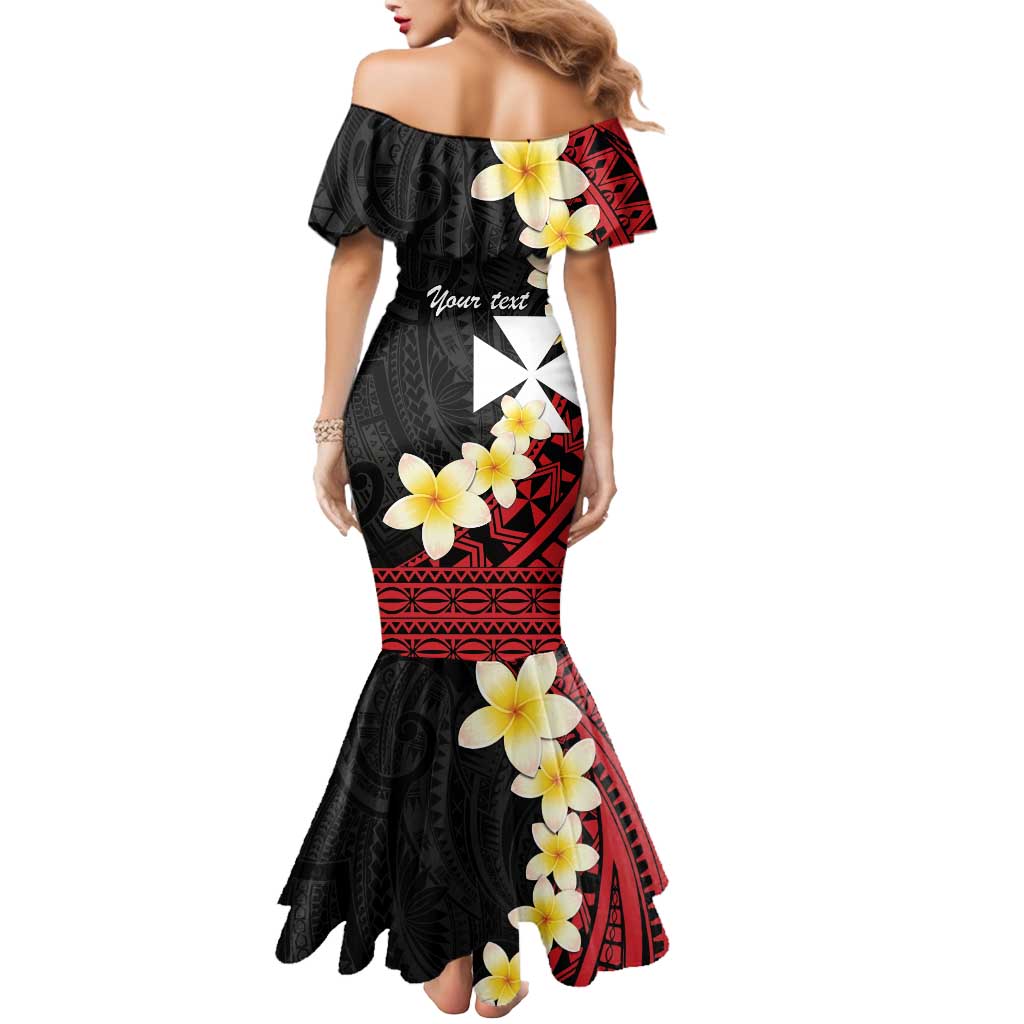 Uvea Chiefdom Wallis and Futuna Personalized Mermaid Dress Frangipani Flowers Polynesian Pattern
