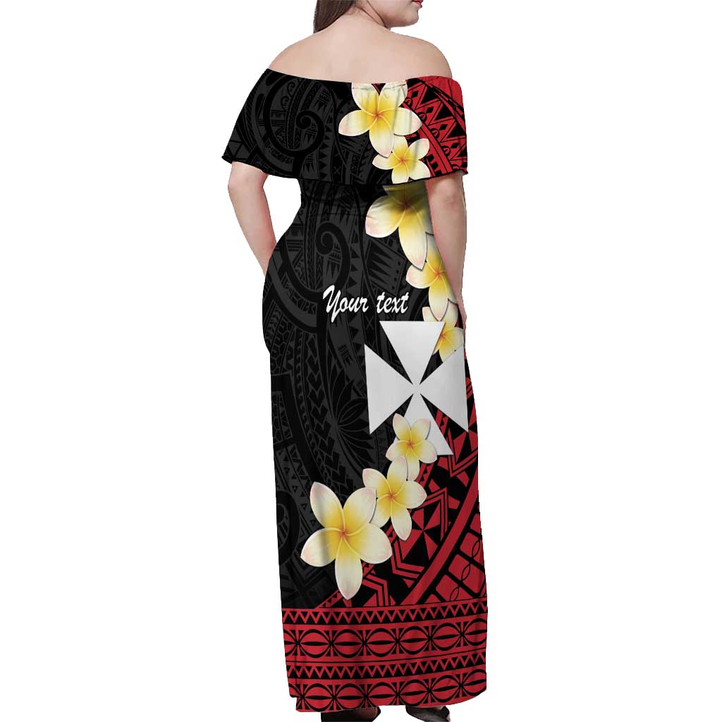 Uvea Chiefdom Wallis and Futuna Personalized Off Shoulder Maxi Dress Frangipani Flowers Polynesian Pattern