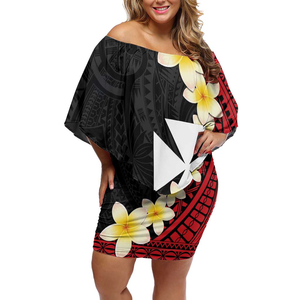 Uvea Chiefdom Wallis and Futuna Personalized Off Shoulder Short Dress Frangipani Flowers Polynesian Pattern