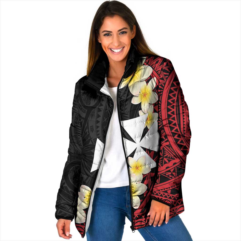 Uvea Chiefdom Wallis and Futuna Personalized Padded Jacket Frangipani Flowers Polynesian Pattern - Polynesian Pride