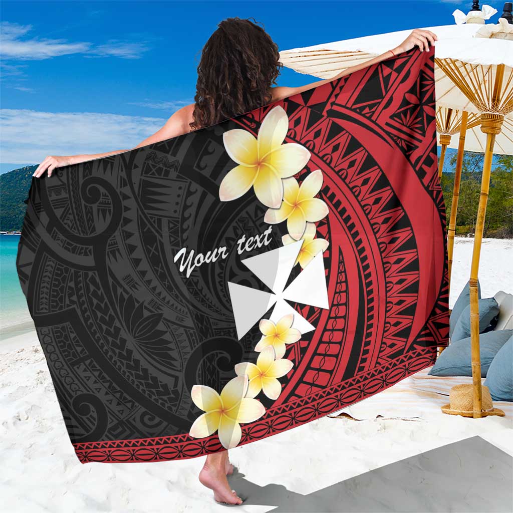 Uvea Chiefdom Wallis and Futuna Personalized Sarong Frangipani Flowers Polynesian Pattern LT9 One Size 44 x 66 inches Red - Polynesian Pride