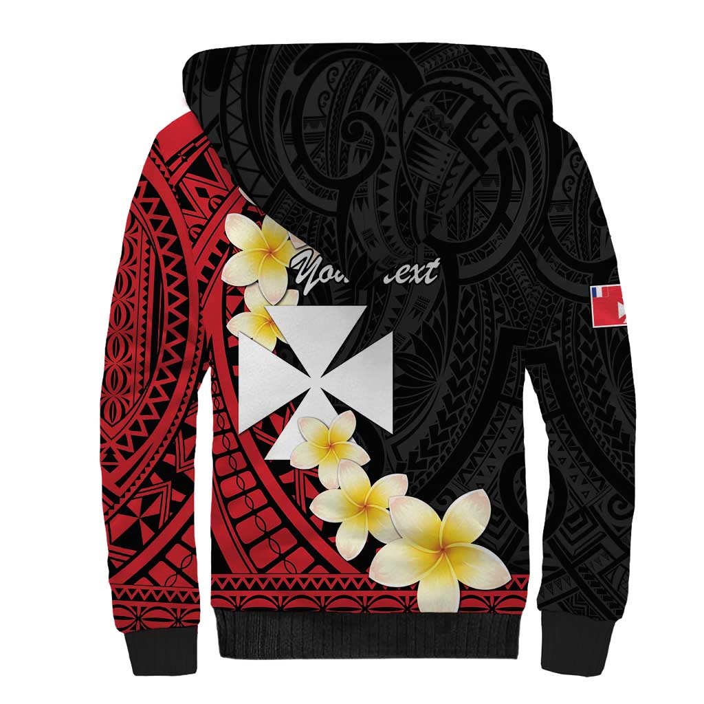 Uvea Chiefdom Wallis and Futuna Personalized Sherpa Hoodie Frangipani Flowers Polynesian Pattern