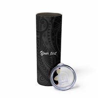 Uvea Chiefdom Wallis and Futuna Personalized Skinny Tumbler Frangipani Flowers Polynesian Pattern