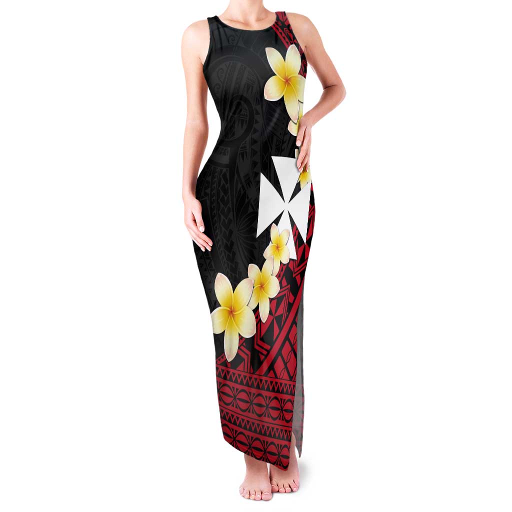 Uvea Chiefdom Wallis and Futuna Personalized Tank Maxi Dress Frangipani Flowers Polynesian Pattern