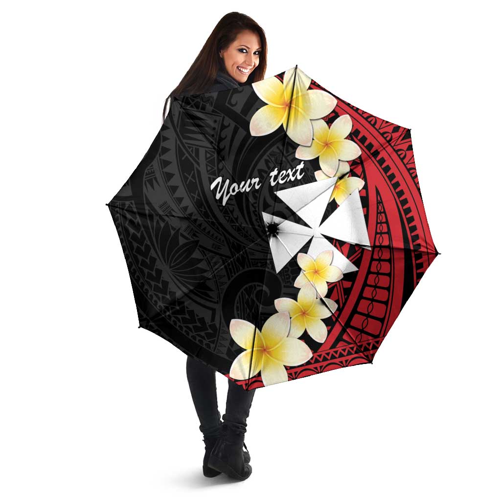 Uvea Chiefdom Wallis and Futuna Personalized Umbrella Frangipani Flowers Polynesian Pattern - Polynesian Pride