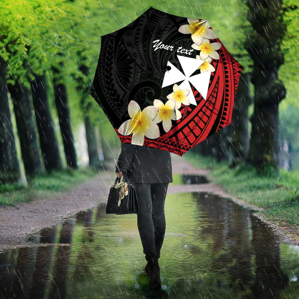 Uvea Chiefdom Wallis and Futuna Personalized Umbrella Frangipani Flowers Polynesian Pattern - Polynesian Pride