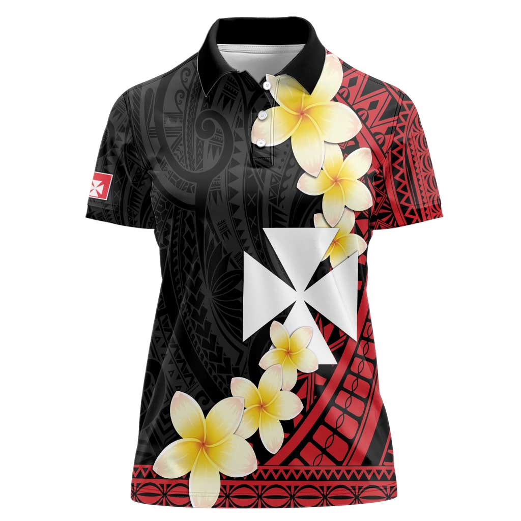 Uvea Chiefdom Wallis and Futuna Personalized Women Polo Shirt Frangipani Flowers Polynesian Pattern