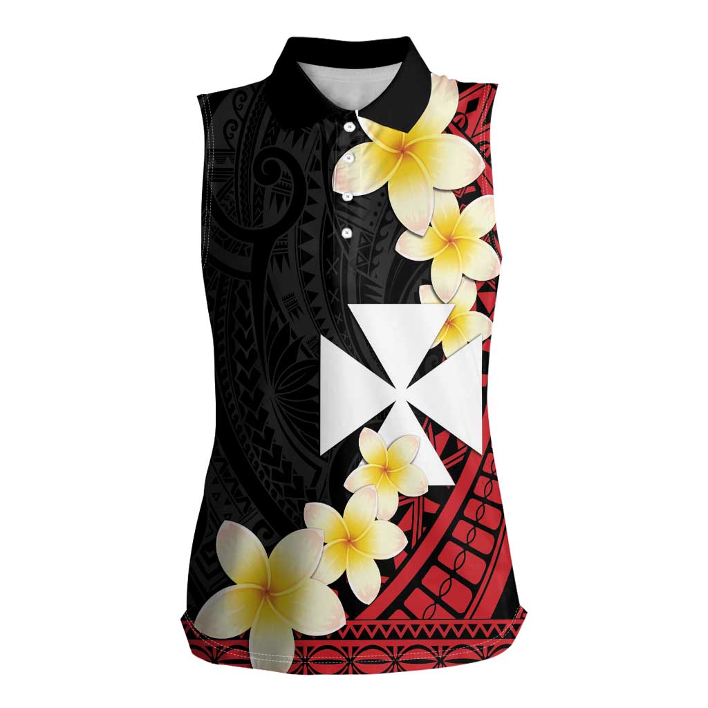 Uvea Chiefdom Wallis and Futuna Personalized Women Sleeveless Polo Shirt Frangipani Flowers Polynesian Pattern LT9 Female Red - Polynesian Pride