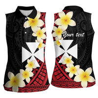 Uvea Chiefdom Wallis and Futuna Personalized Women Sleeveless Polo Shirt Frangipani Flowers Polynesian Pattern LT9 - Polynesian Pride