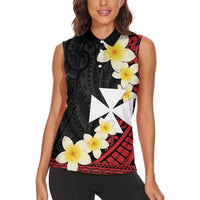 Uvea Chiefdom Wallis and Futuna Personalized Women Sleeveless Polo Shirt Frangipani Flowers Polynesian Pattern LT9 - Polynesian Pride