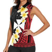 Uvea Chiefdom Wallis and Futuna Personalized Women Sleeveless Polo Shirt Frangipani Flowers Polynesian Pattern LT9 - Polynesian Pride
