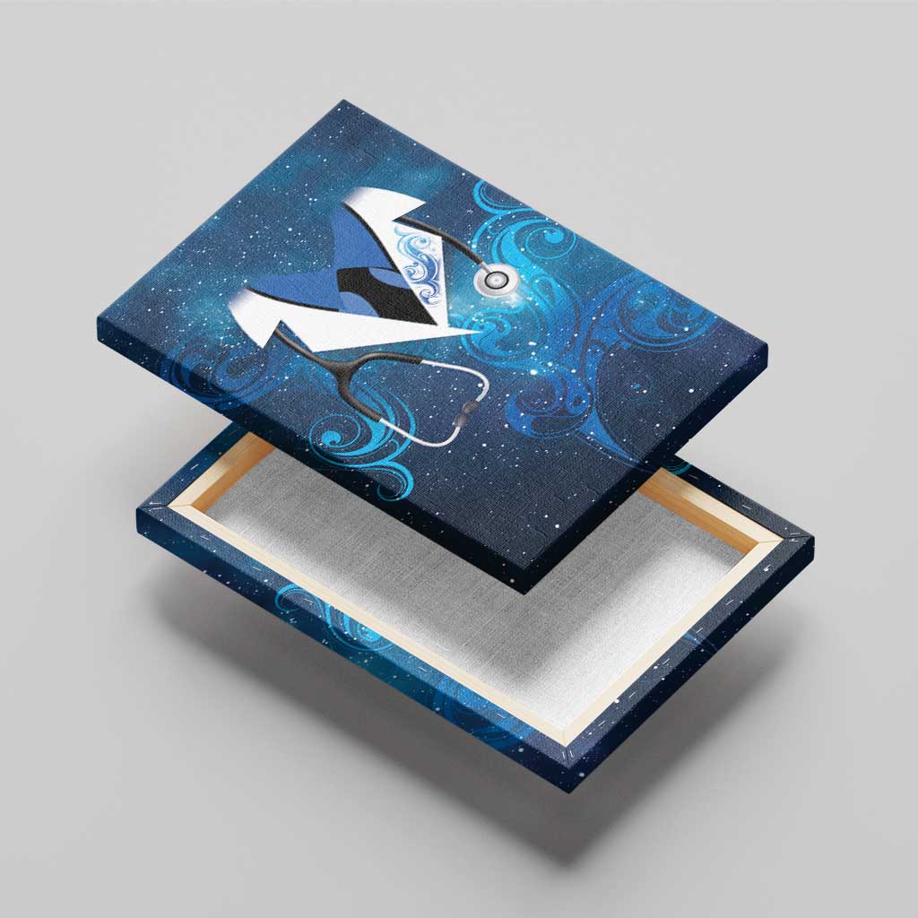 New Zealand Nurses RN Canvas Wall Art Galaxy Stethoscope Maori Motif