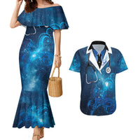 New Zealand Nurses RN Personalised Couples Matching Mermaid Dress and Hawaiian Shirt Galaxy Stethoscope Maori Motif