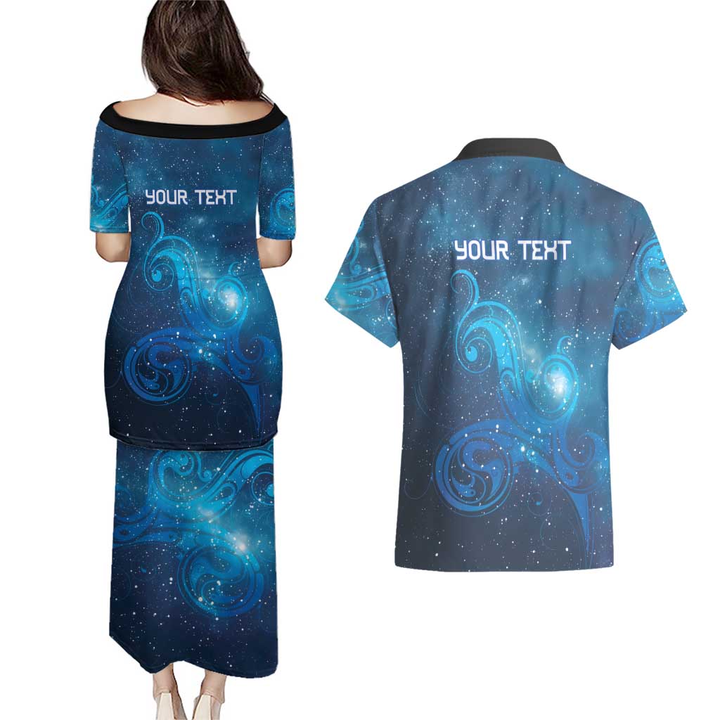 New Zealand Nurses RN Personalised Couples Matching Puletasi and Hawaiian Shirt Galaxy Stethoscope Maori Motif LT9 - Polynesian Pride