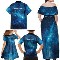New Zealand Nurses RN Personalised Family Matching Off Shoulder Maxi Dress and Hawaiian Shirt Galaxy Stethoscope Maori Motif LT9 - Polynesian Pride