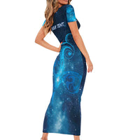 New Zealand Nurses RN Personalised Family Matching Short Sleeve Bodycon Dress and Hawaiian Shirt Galaxy Stethoscope Maori Motif LT9 - Polynesian Pride