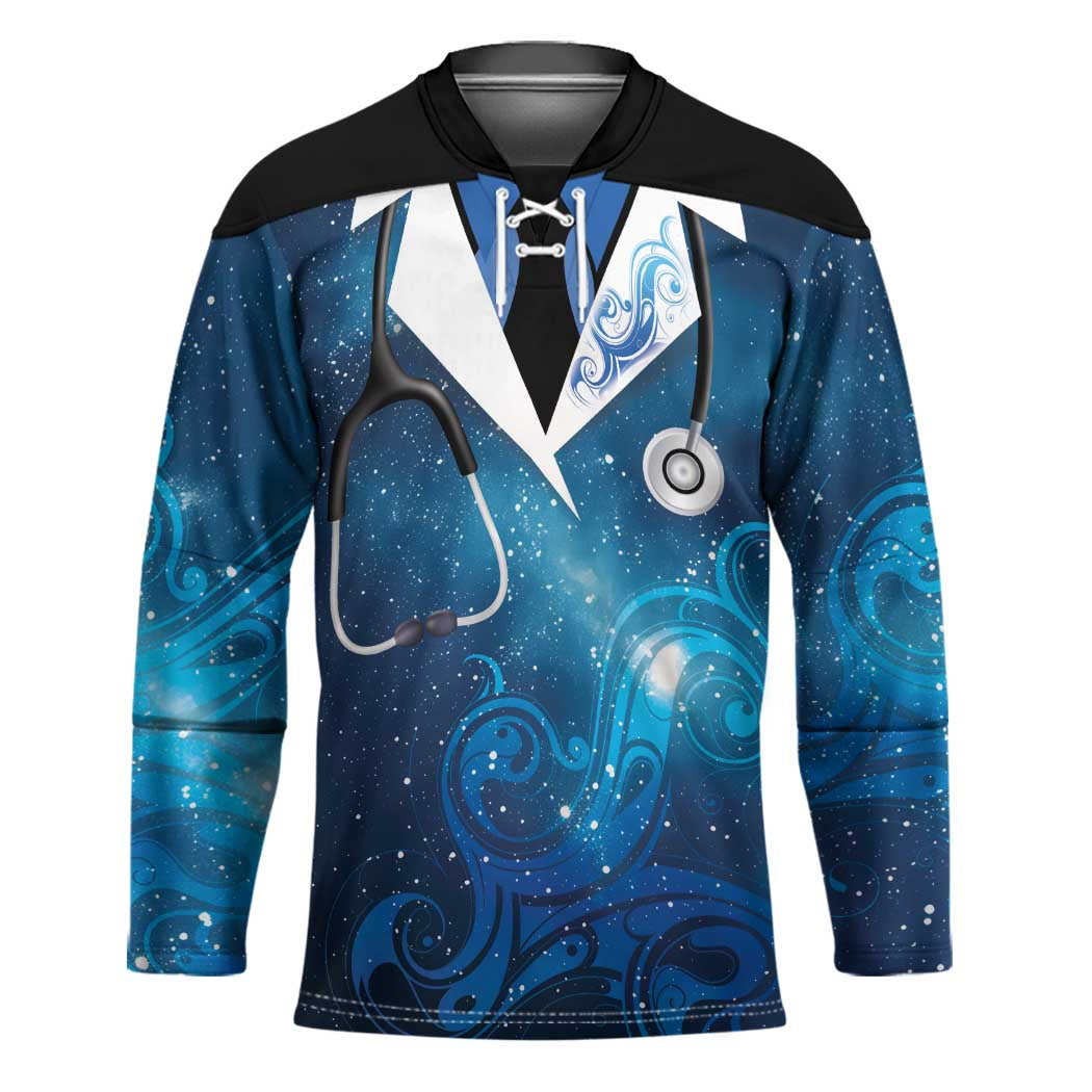 New Zealand Nurses RN Personalised Hockey Jersey Galaxy Stethoscope Maori Motif LT9 Unisex Galaxy - Polynesian Pride