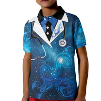 New Zealand Nurses RN Personalised Kid Polo Shirt Galaxy Stethoscope Maori Motif LT9 Kid Galaxy - Polynesian Pride