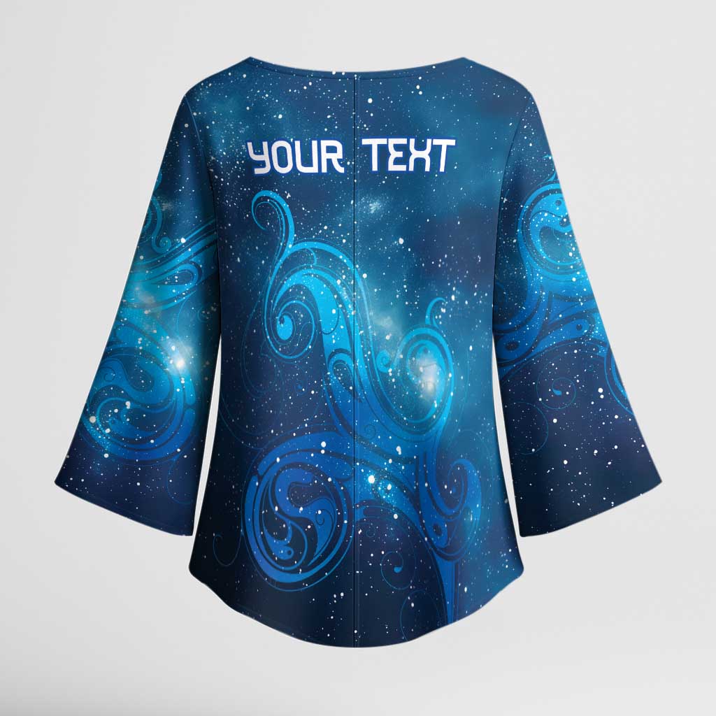 New Zealand Nurses RN Personalised Kimono Sleeve Blouse Galaxy Stethoscope Maori Motif