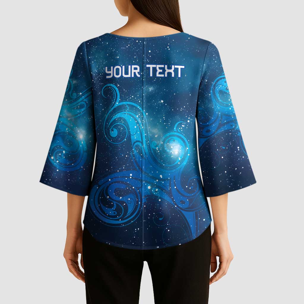 New Zealand Nurses RN Personalised Kimono Sleeve Blouse Galaxy Stethoscope Maori Motif