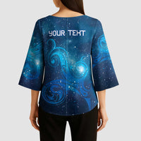 New Zealand Nurses RN Personalised Kimono Sleeve Blouse Galaxy Stethoscope Maori Motif