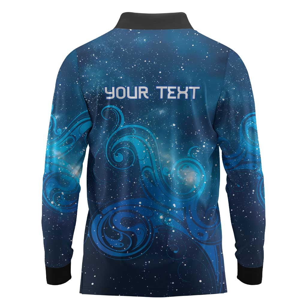 New Zealand Nurses RN Personalised Long Sleeve Polo Shirt Galaxy Stethoscope Maori Motif LT9 - Polynesian Pride