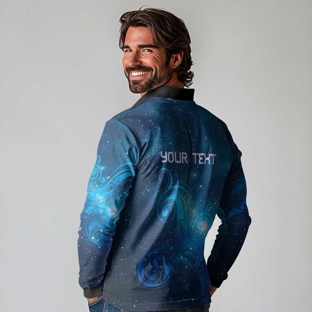New Zealand Nurses RN Personalised Long Sleeve Polo Shirt Galaxy Stethoscope Maori Motif LT9 - Polynesian Pride