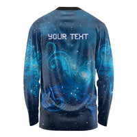 New Zealand Nurses RN Personalised Long Sleeve Shirt Galaxy Stethoscope Maori Motif